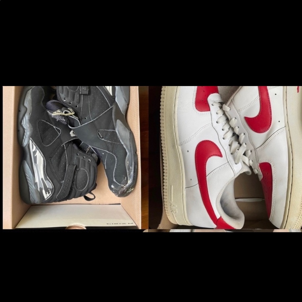 AIR FORCE CUSTOM SZ 12 AND JORDAN 8 CHROME SZ 7